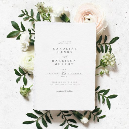 Elegant Classic Sophisticated Wedding Invitation Kaart