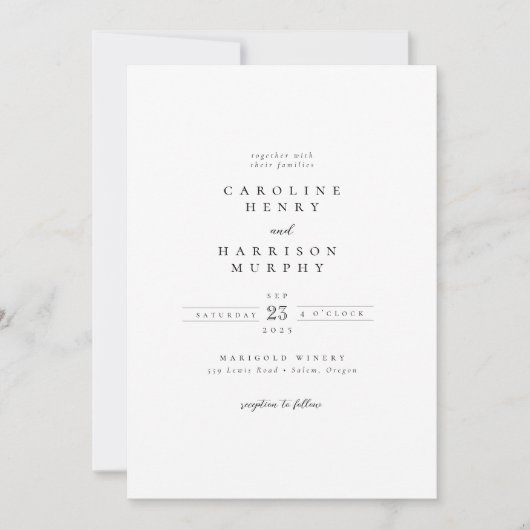 Elegant Classic Sophisticated Wedding Invitation Kaart (Voorkant)