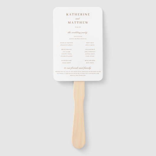 Elegant Classic Tarwe Trouwceremonie Programma Handwaaier (Voorkant)