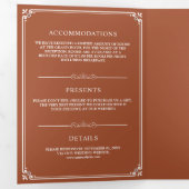 Elegant Classic Terracotta Monogram Weddenschap Drieluik Uitnodiging (Binnenzijde eerst)