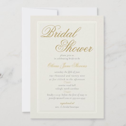 Elegant Classic Triple Lijst Ecru Vrijgezellenfees Kaart (Voorkant)