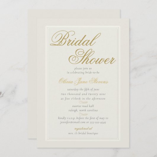 Elegant Classic Triple Lijst Ecru Vrijgezellenfees Kaart (Voorkant / Achterkant)