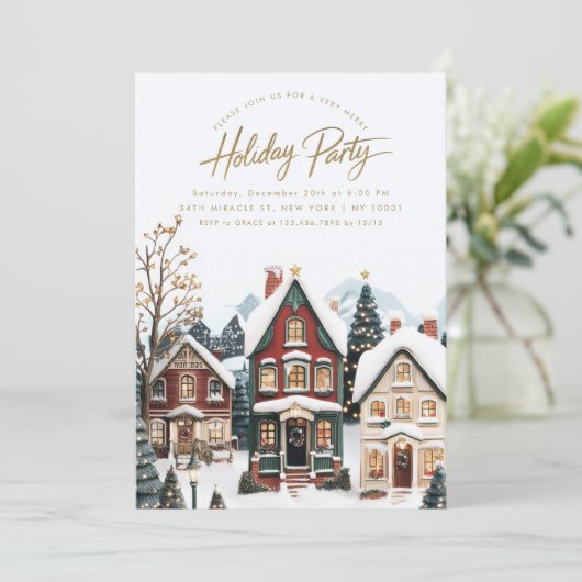 Elegant Classic Village Kerstfeest Kaart (Staand voorkant)