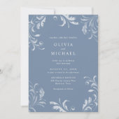 Elegant Classic Vintage Dusty Blue Wedding Kaart (Voorkant)