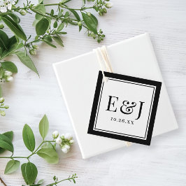 Elegant Classic Vintage Type Black Border Wedding Bedankjes Labels