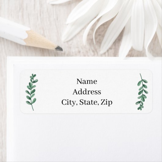 Elegant Classic Waterverf Green Leaves Address Etiket (Insitu)
