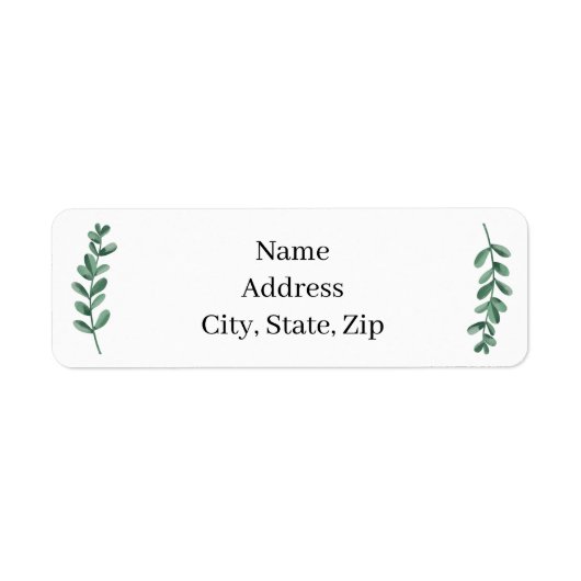 Elegant Classic Waterverf Green Leaves Address Etiket (Voorkant)