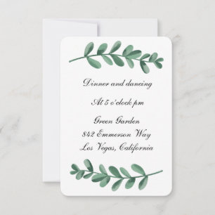 Elegant Classic Waterverf Green Leaves Reception Aankondiging