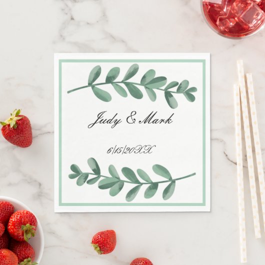 Elegant Classic Waterverf Green Leaves Servet (Insitu)