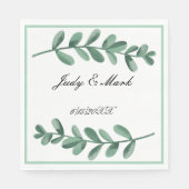Elegant Classic Waterverf Green Leaves Servet (Voorkant)