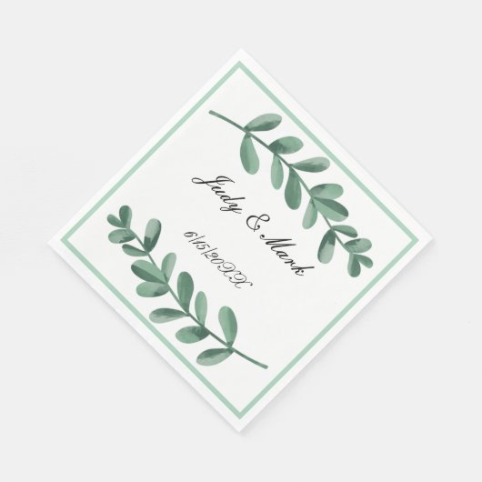 Elegant Classic Waterverf Green Leaves Servet (Hoek)