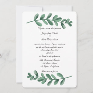 Elegant Classic Waterverf Green Leaves Uitnodiging