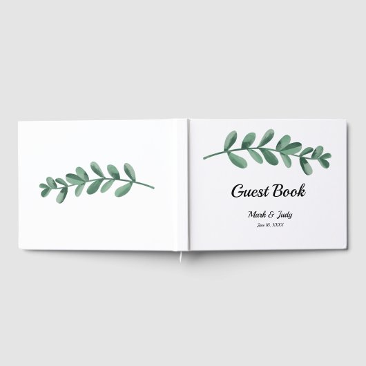 Elegant Classic Waterverf Green Leaves Wedding Gastenboek (Volledig)