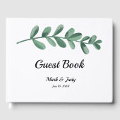 Elegant Classic Waterverf Green Leaves Wedding Gastenboek (Voorkant)