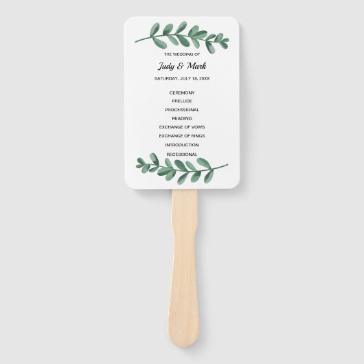 Elegant Classic Waterverf Green Leaves Wedding Handwaaier (Voorkant)