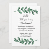 Elegant Classic Waterverf Green leest Bridesmaid Kaart (Voorkant / Achterkant)