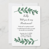 Elegant Classic Waterverf Green leest Bridesmaid Kaart (Voorkant)