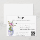 Elegant Classic waterverf Roze Bloemen bruiloft RSVP Kaartje (Voorkant / Achterkant)
