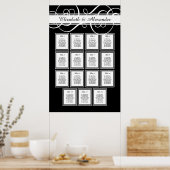 Elegant Classic Wedding 15 Table Seating Chart Poster (Keuken)