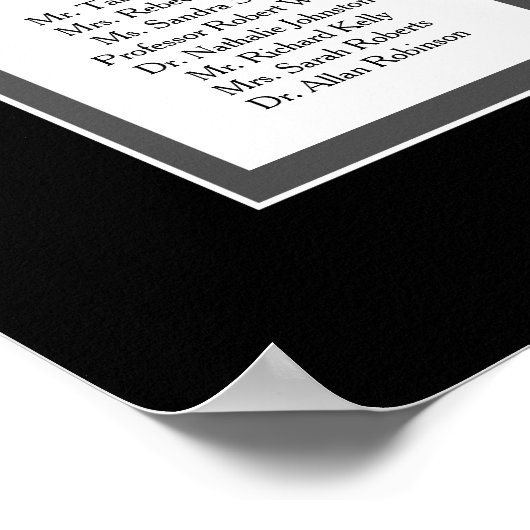 Elegant Classic Wedding 16 Table Seating Chart Poster (Hoek)