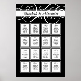 Elegant Classic Wedding 16 Table Seating Chart Poster