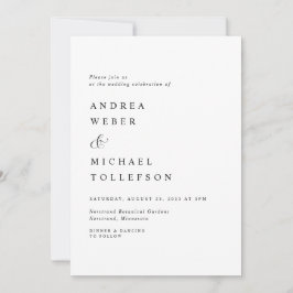 Elegant Classic Wedding Black White Simple Modern Kaart