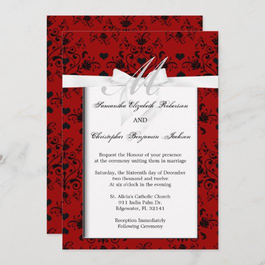 Elegant Classic Wedding Invite Kaart (Voorkant / Achterkant)