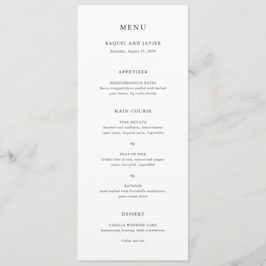Elegant Classic Wedding Menu (Voorkant)