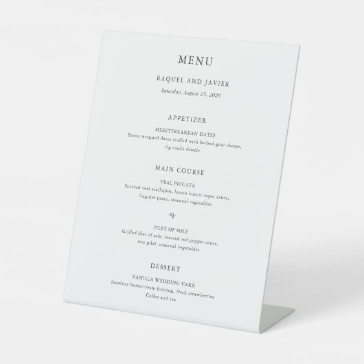 Elegant Classic Wedding Menu Reclamebord Met Voetstuk (Voorkant)