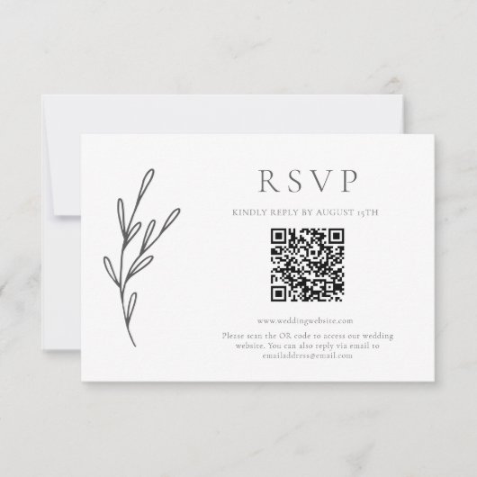 Elegant Classic Wedding Monochrome QR-code RSVP Kaartje (Voorkant)