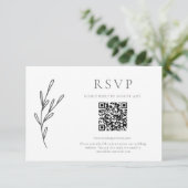 Elegant Classic Wedding Monochrome QR-code RSVP Kaartje (Staand voorkant)