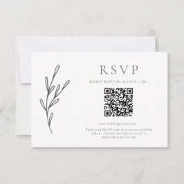 Elegant Classic Wedding Monochrome QR-code RSVP Kaartje