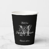 Elegant Classic Wedding Monogram Names Chic Black Papieren Bekers (Achterkant)