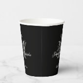 Elegant Classic Wedding Monogram Names Chic Black Papieren Bekers (Rechts)