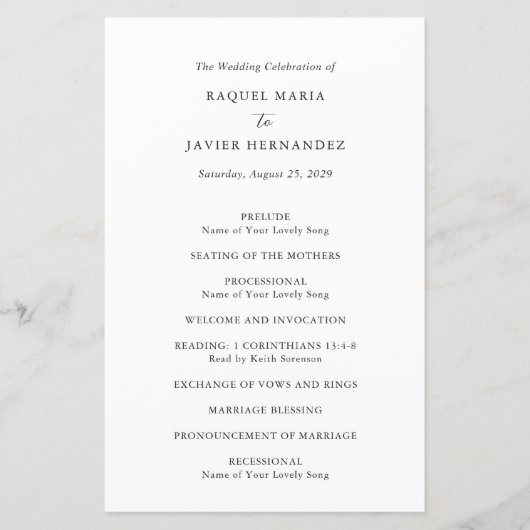 Elegant Classic Wedding Program (Voorkant)