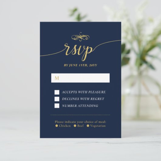 Elegant Classic Wedding RSVP Kaart invoegen (Staand voorkant)