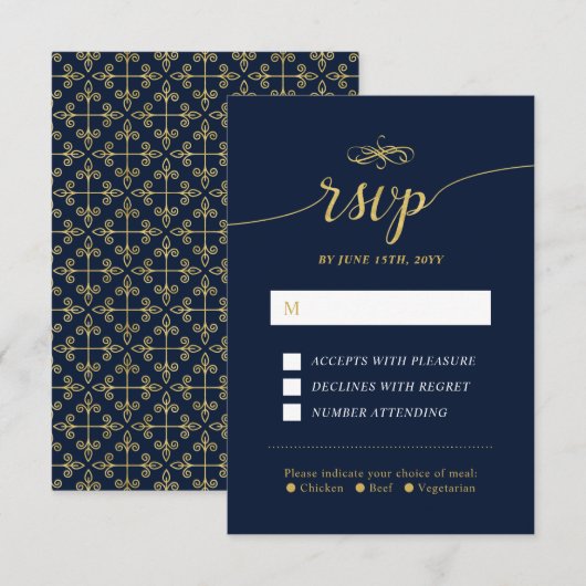 Elegant Classic Wedding RSVP Kaart invoegen (Voorkant / Achterkant)