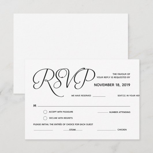 Elegant Classic Wedding RSVP-kaart (reactie) Informatiekaartje (Voorkant / Achterkant)