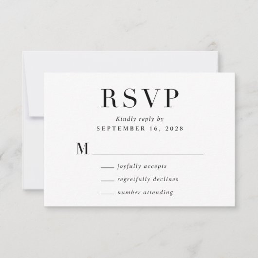 Elegant Classic Wedding RSVP Kaartje (Voorkant)