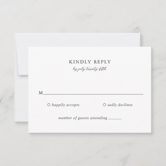 Elegant Classic Wedding RSVP Kaartje (Voorkant)