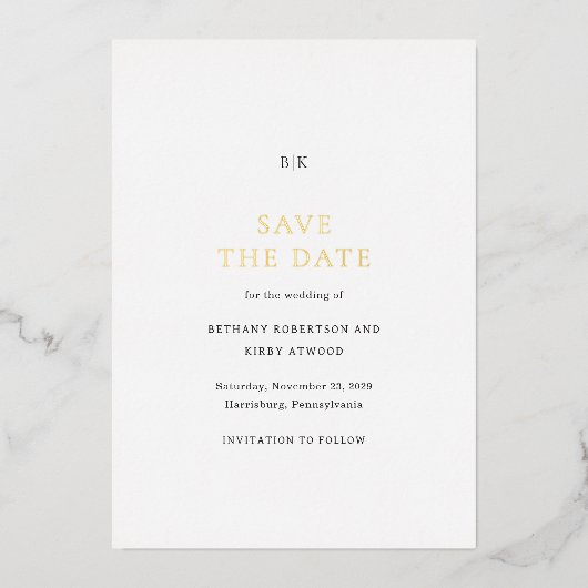 Elegant Classic Wedding Save the Date Folie Uitnodiging (Voorkant)
