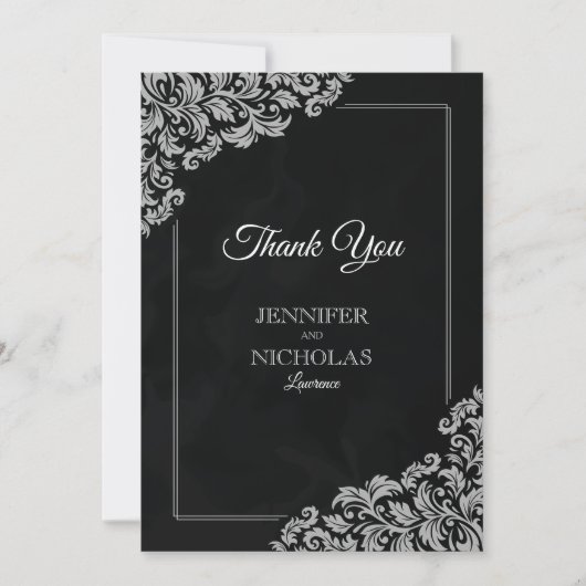 Elegant Classic with Floral Ornaments for Wedding Bedankkaart (Voorkant)