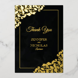 Elegant Classic with Floral Ornaments for Wedding Folie Uitnodiging