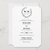 Elegant Classic Wreater Monogram Wedding Invitatio Kaart (Voorkant)
