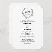 Elegant Classic Wreater Monogram Wedding Invitatio Kaart (Voorkant / Achterkant)