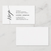 Elegant Classic, zwart Script, party RSVP Informatiekaartje (Voorkant / Achterkant)