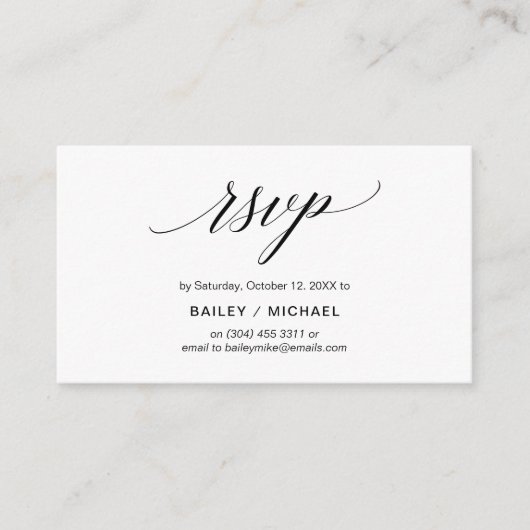 Elegant Classic, zwart Script, party RSVP Informatiekaartje (Voorkant)