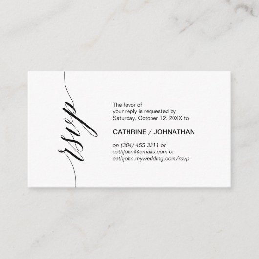 Elegant Classic, zwart Script, party RSVP Informatiekaartje (Voorkant)