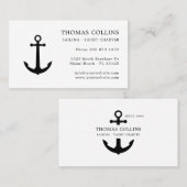 Elegant Classic Zwart Wit Nautisch Anker Logo Visitekaartje (Voorkant / Achterkant)