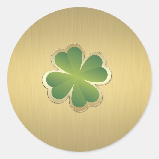 Elegant classiy chic golden lucky shamrock ronde sticker (Voorkant)